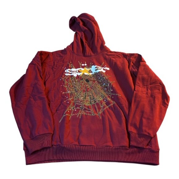 Sp5der Logo Hoodie Maroon - Picture 1 of 4